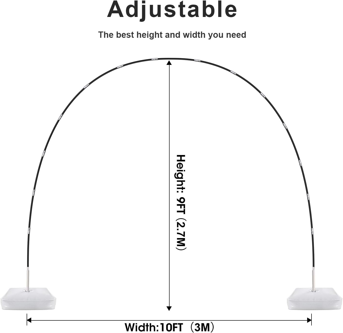9FT Height & 10FT Width Adjustable Balloon Arch Kit - Image 3
