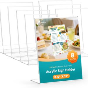 Acrylic Sign Holder 8.5 x 11 Inches | 8 Pack