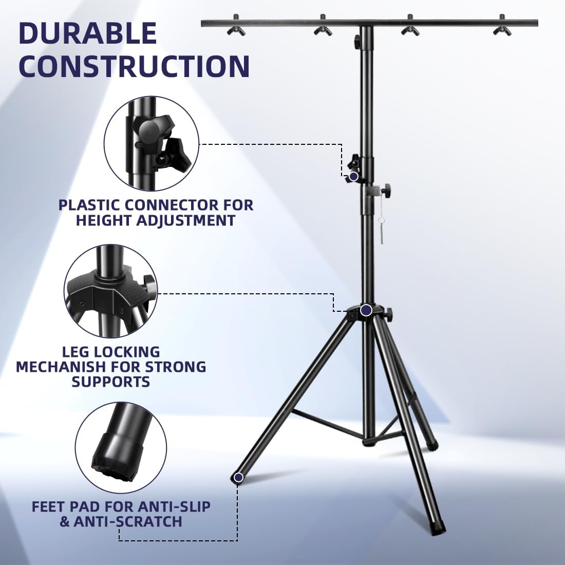 2-Pack Portable Par Can Tripod Stage Light Stand Adjustable Height 41-95 Inch - Image 2