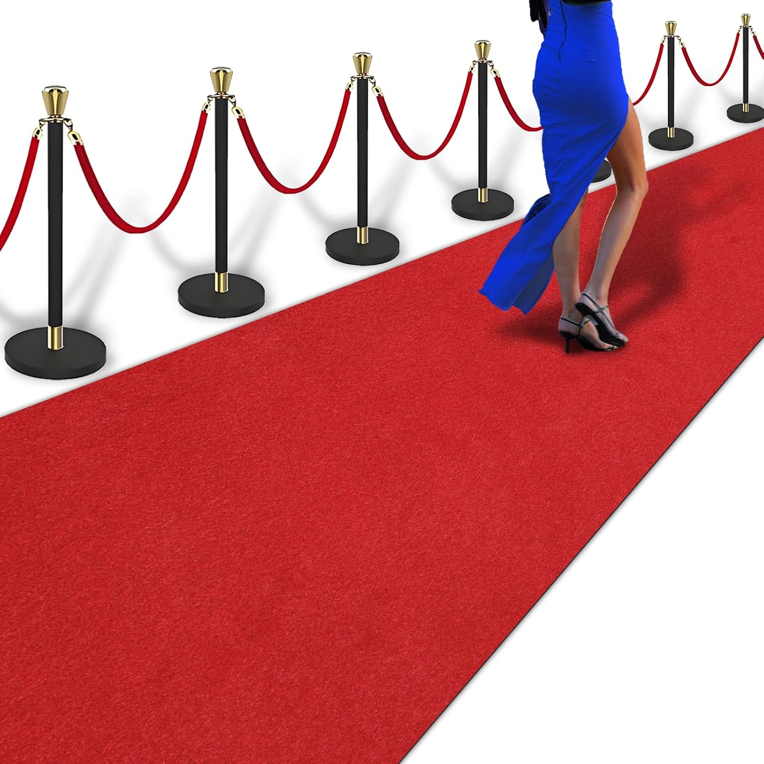 4ft x 10ft Extra Thick Red Carpet Runner for Party, Non-Slip TPR Rubber