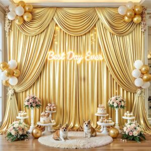 50x10FT Gold Sequin Backdrop Curtains Wrinkle Free Drapes | 10 Panels 5ft x 10ft Each