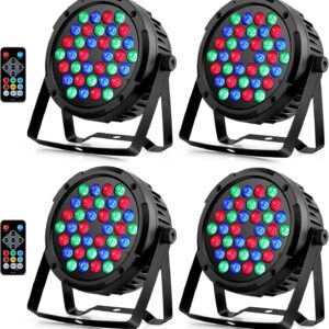 8-Pack 36W 36LEDs RGB Stage Par Lights by Remote DMX Control | Corded Electric, Sound Activated, Multi Modes, Uplighting for Events