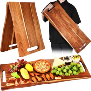 Acacia Large Charcuterie Board, Wood Charcuterie Boards with Handles Foldable Travel 33 x 12 Inch